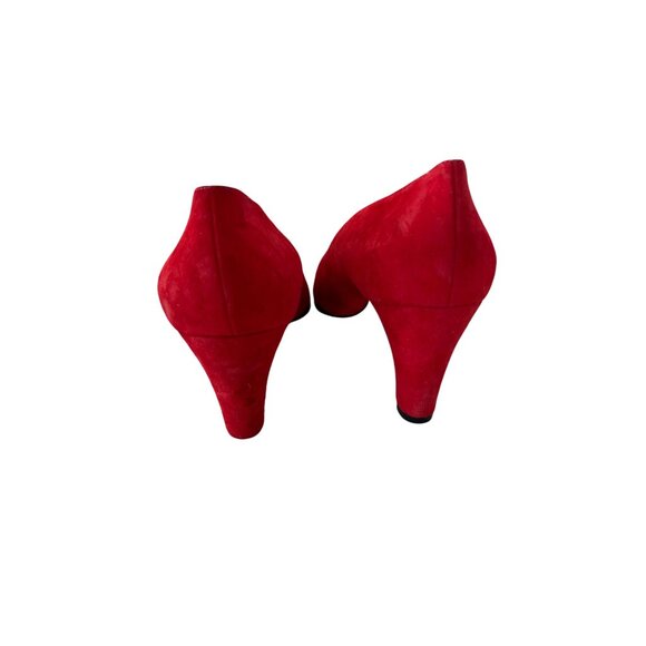 ESCADA Womens Red Suede Vintage Heels Sz 9.5 - Picture 2 of 5